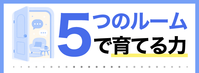 毎日行う5つのルーム（AI講師達とのレッスン）